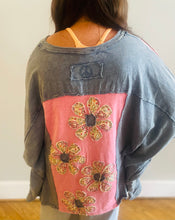 Load image into Gallery viewer, Floral Washed Denim Top
