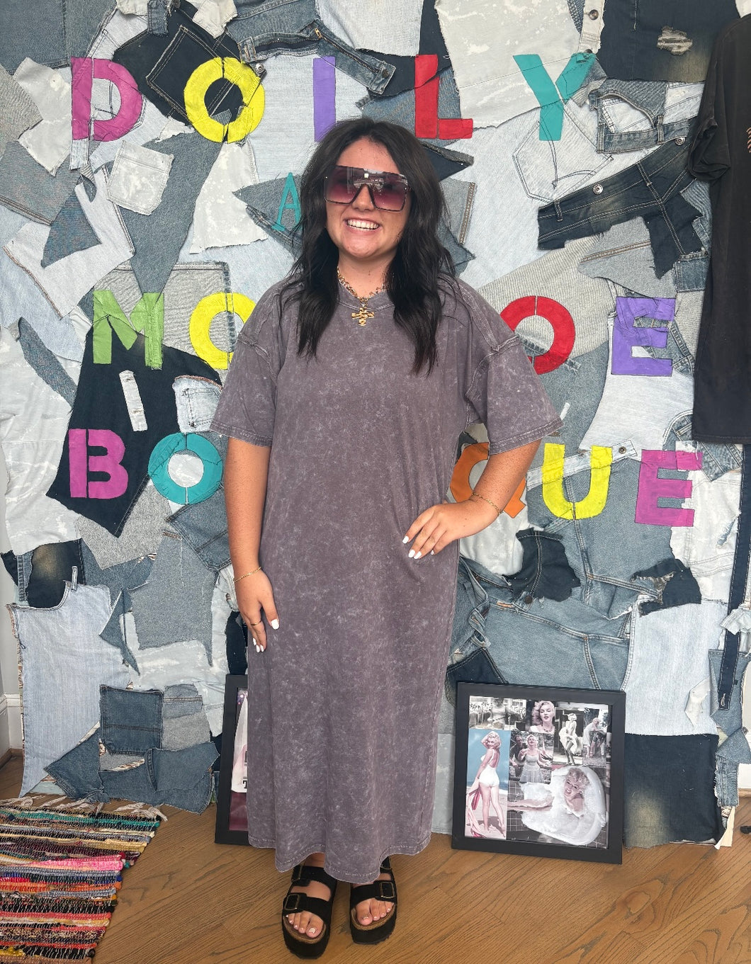 Charcoal Mineral Midi Dress