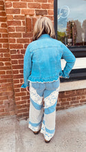 Load image into Gallery viewer, Floral and Crochet Denim

