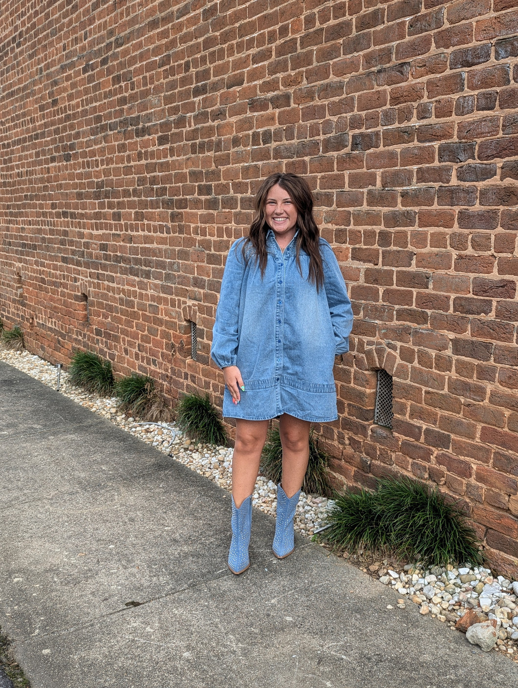 Smocked Denim Dress