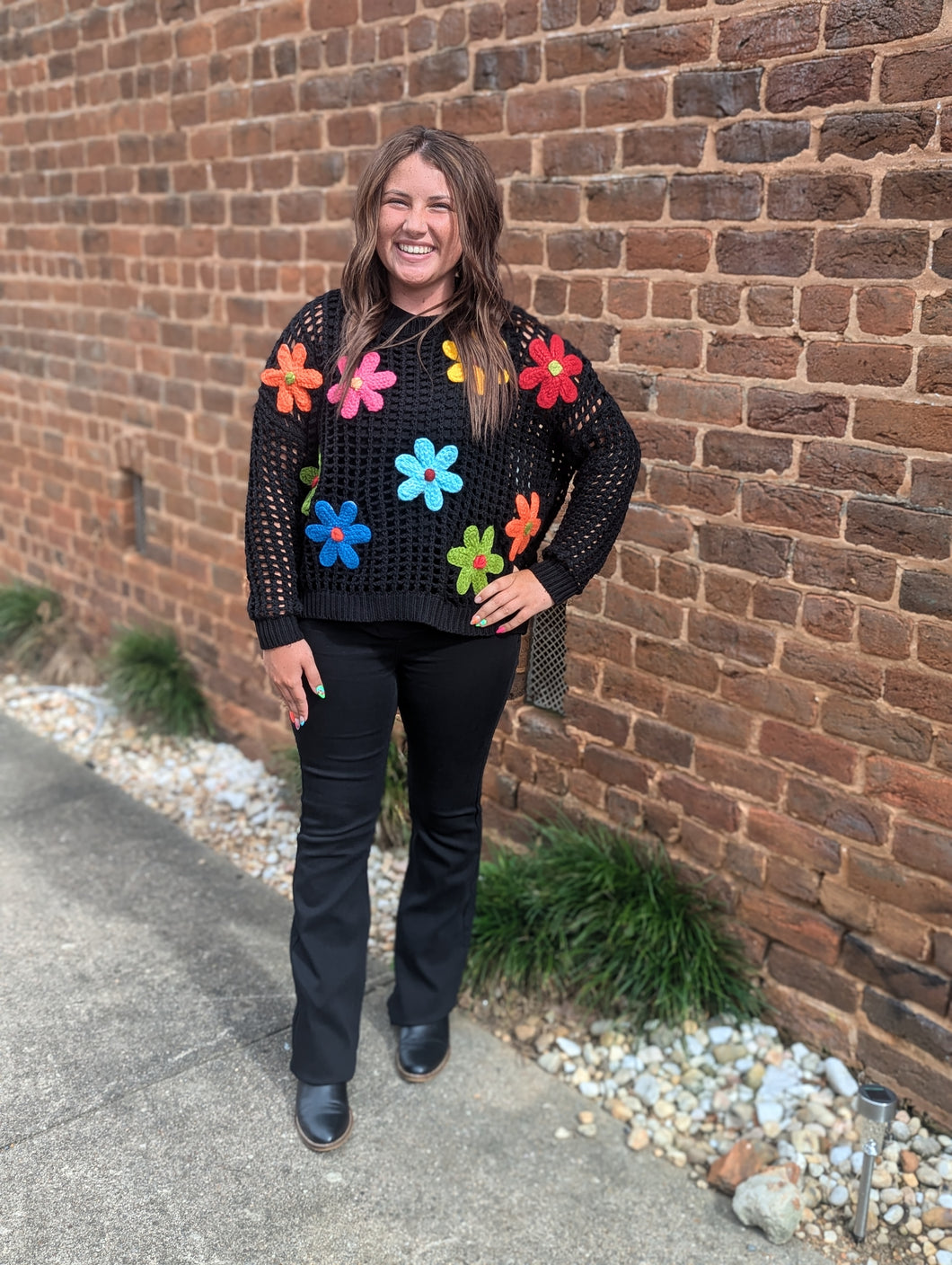 Floral Black Sweater