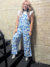 Load image into Gallery viewer, Blue Floral Boho Overalls
