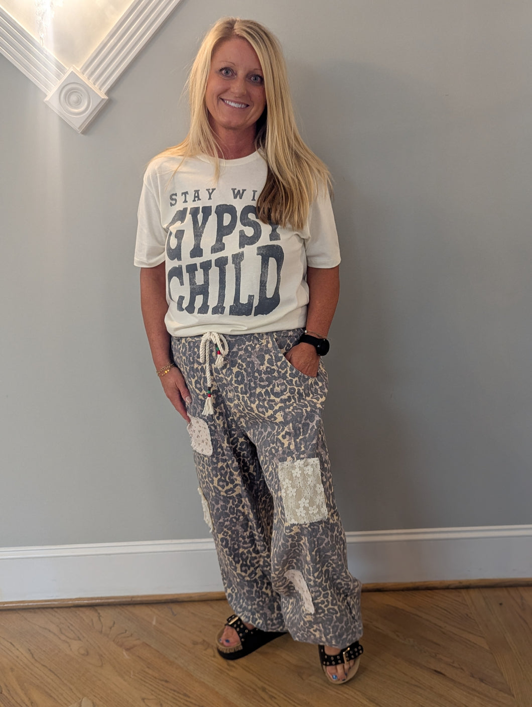Printed Twill Pants Leopard