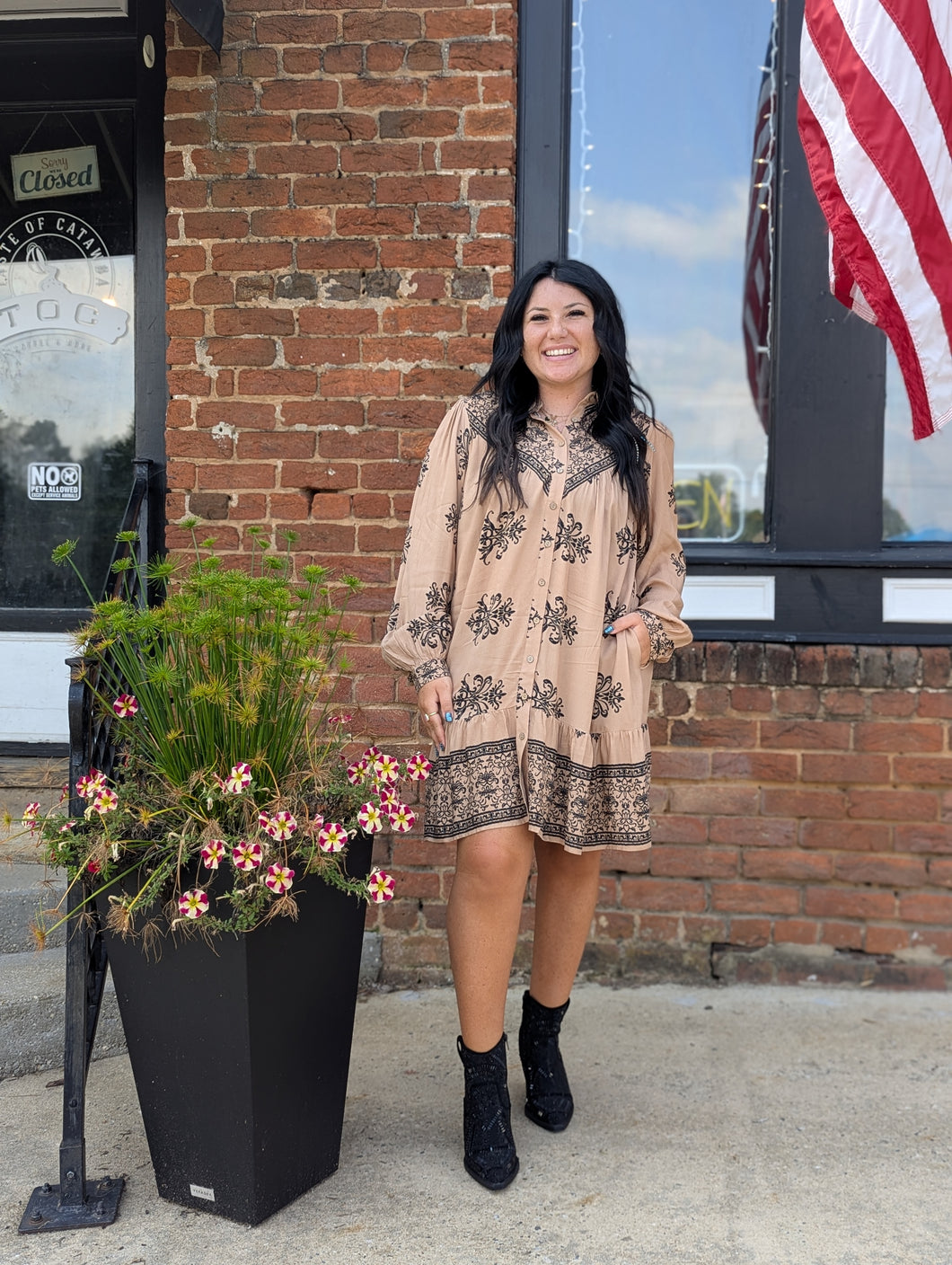 Khaki Tooled Dress