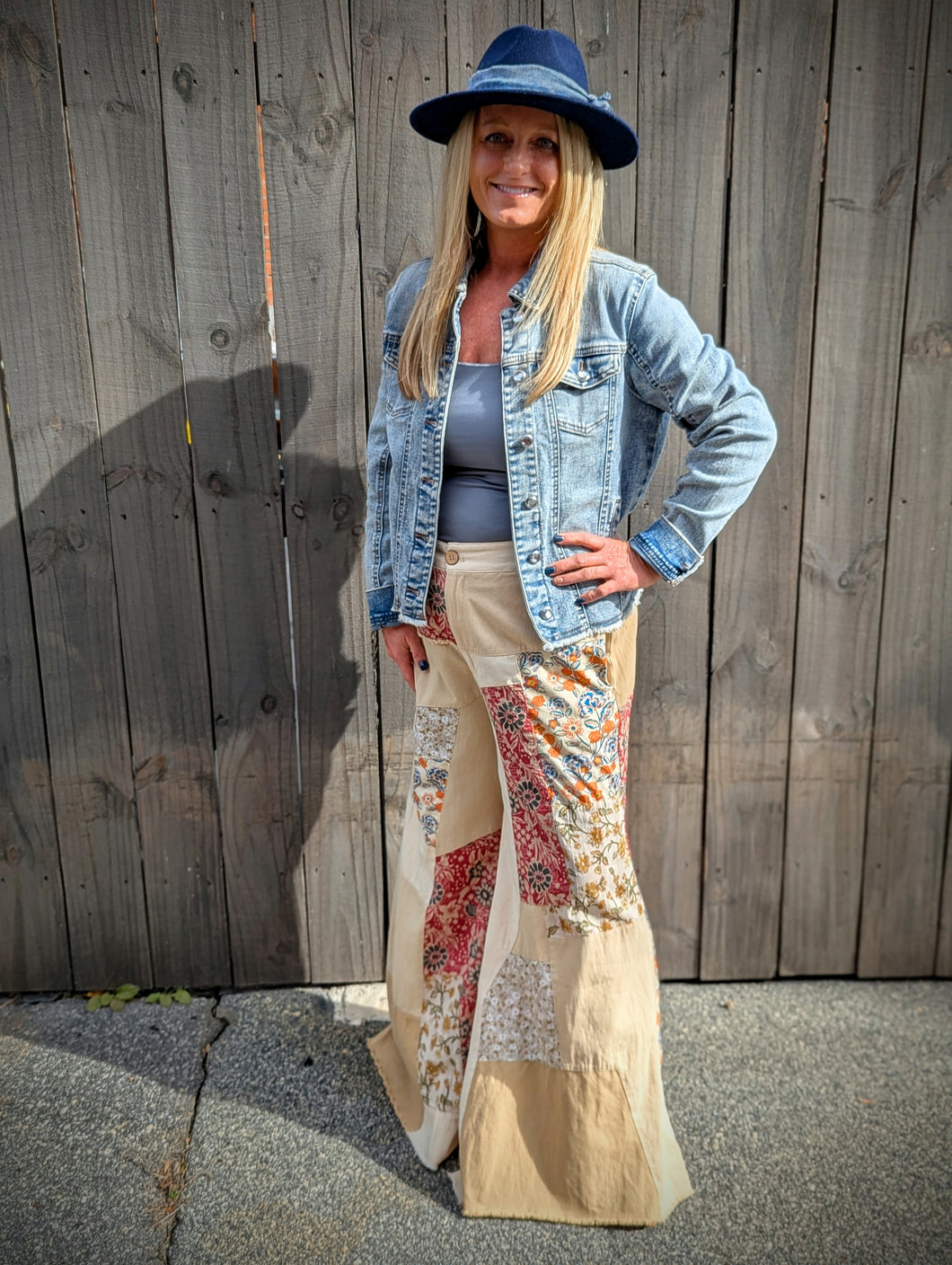 Tan-Rust Wide Leg Pants