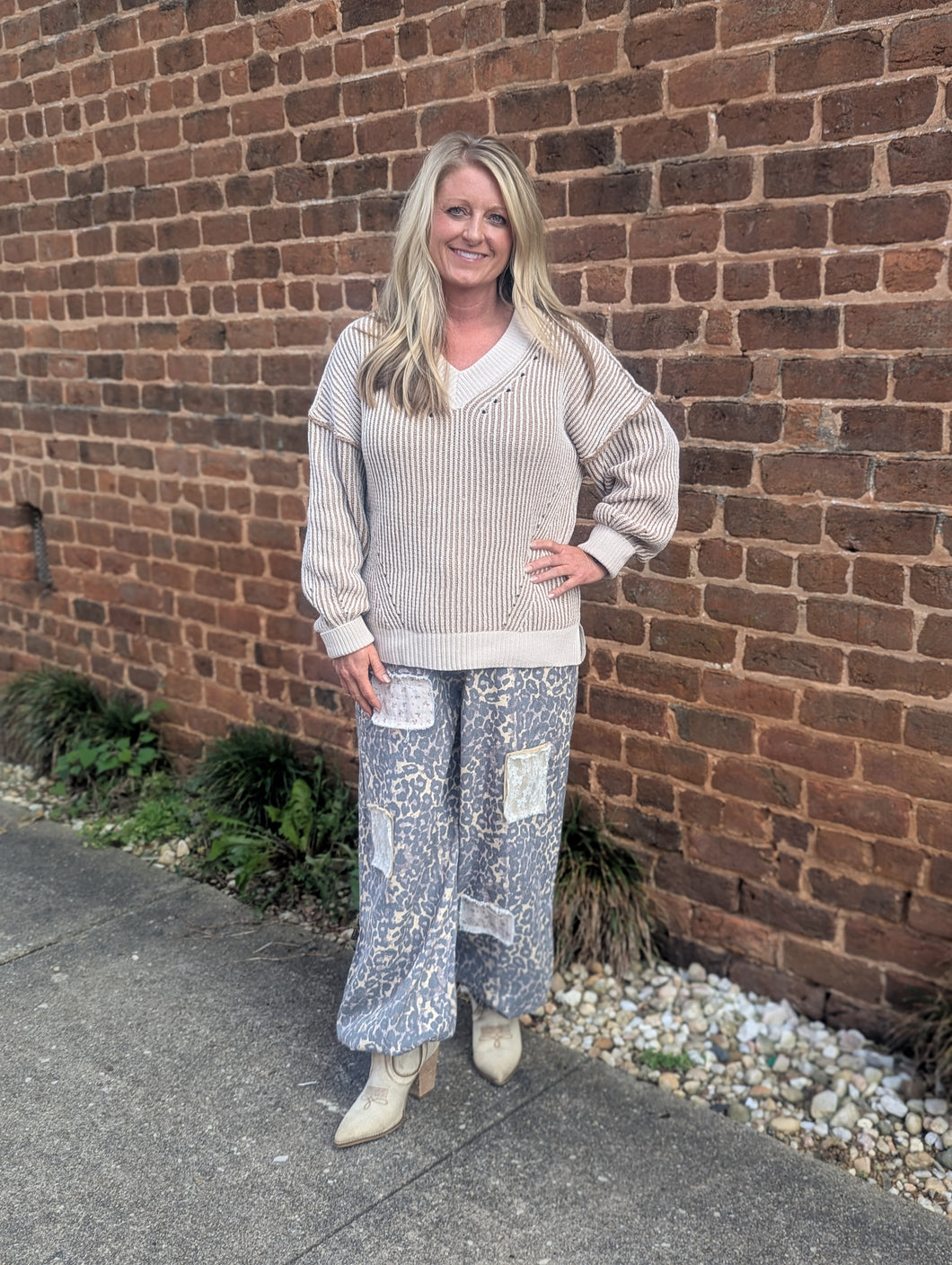 Cream and Taupe Sweater