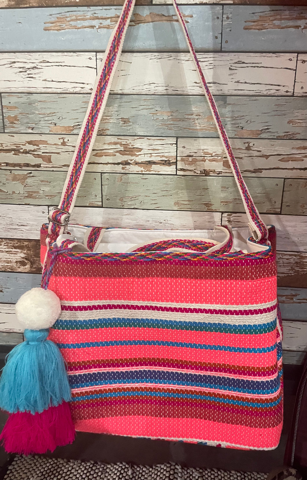 Pink striped weekender